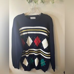 Jumper | Vintage Men’s Navy Argyle Sweater